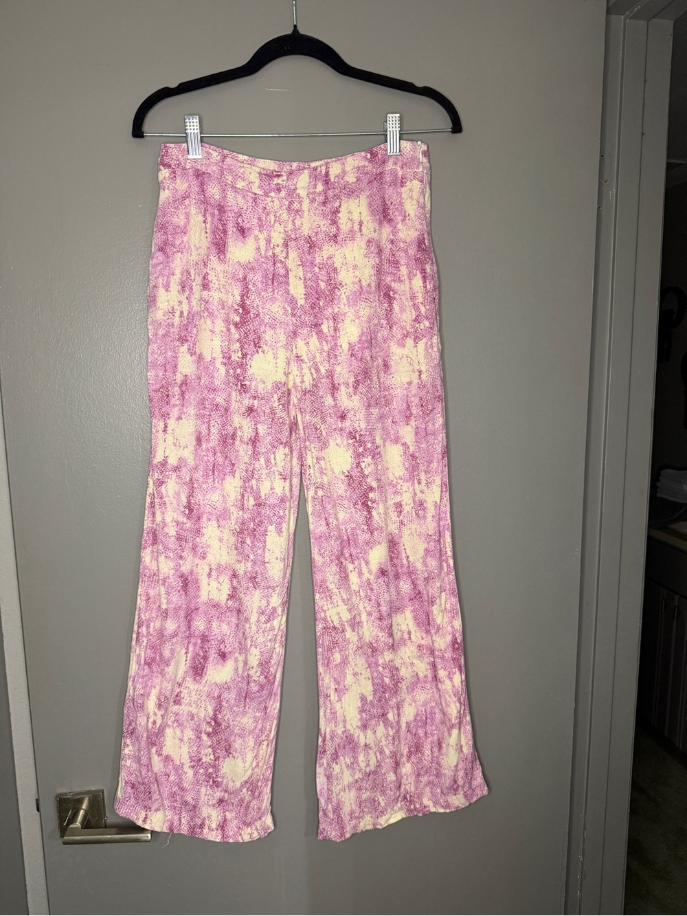 Pink & Cream Patterned Wide Leg Pants